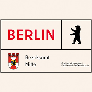 Das Logo vom Bezirksamt Mitte, Stadtentwicklungsamt, Fachbereich Denkmalschutz. Private Architekturführung von Mann mit Hut Touren